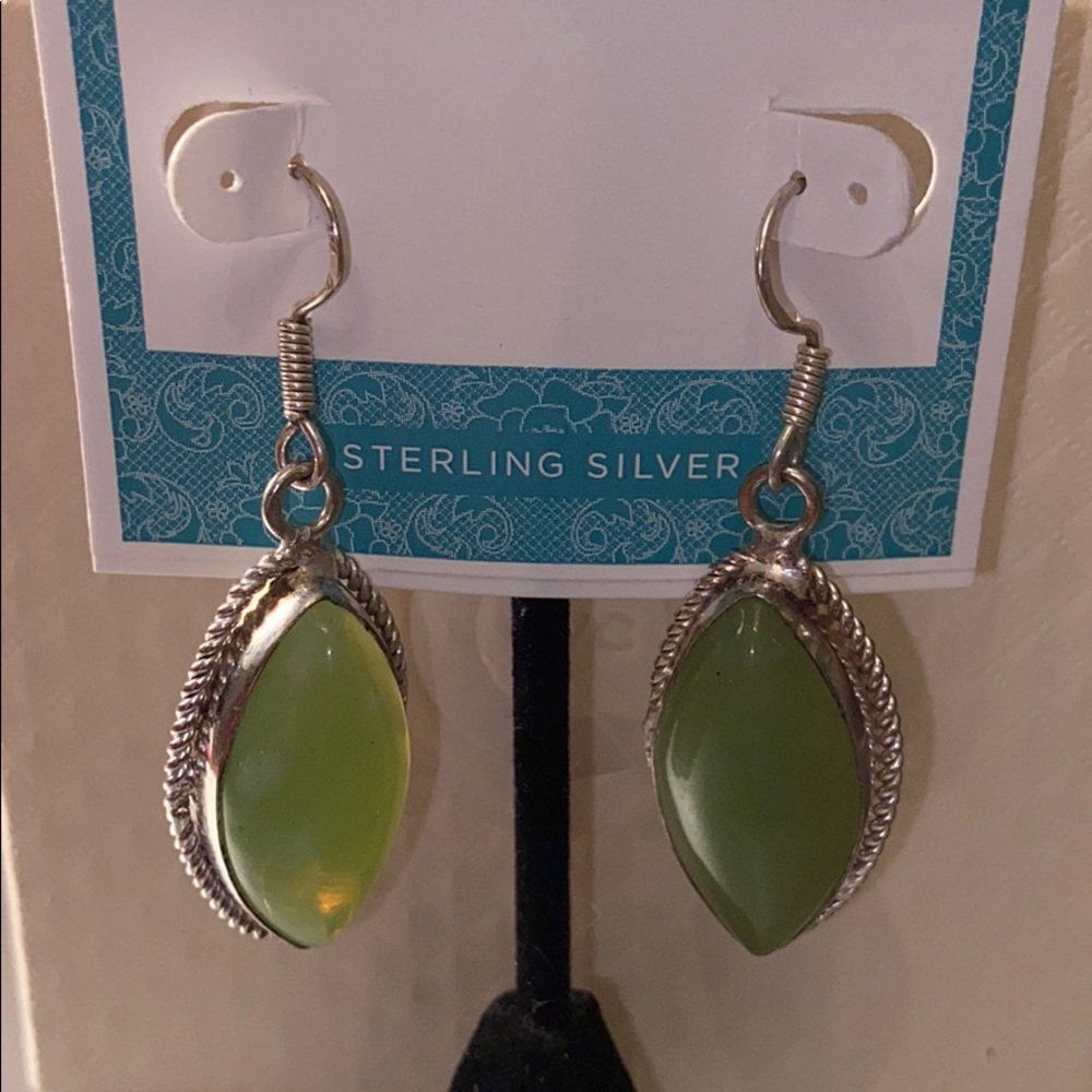 Sterling 925 Genuine Green Stone Earrings